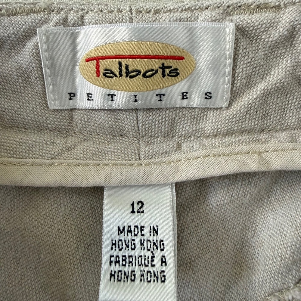 Vintage Talbots Linen Cotton Tapered‎ Trousers 12P Beige Coastal Grandma 90s - Picture 5 of 12